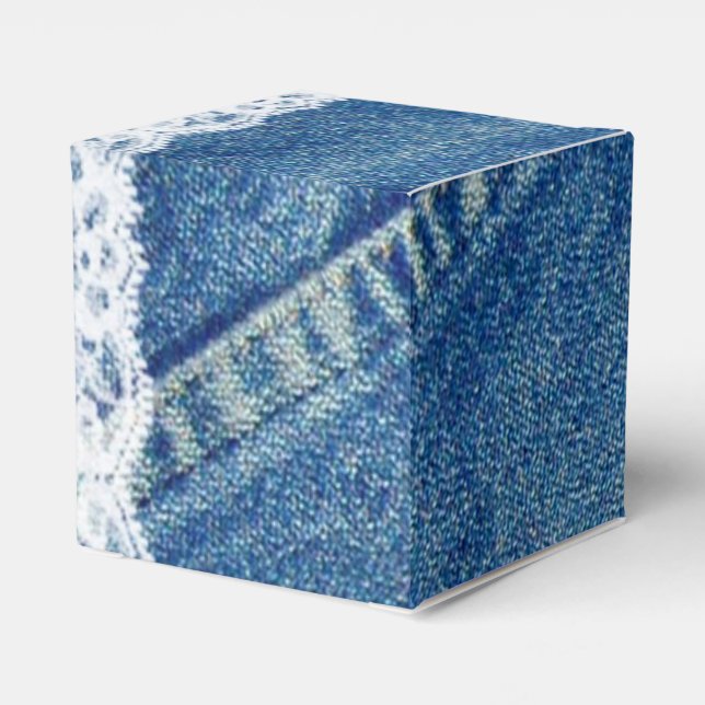 Tryckta Denim & Lace Bröllopspresentförpackningar  Presentaskar (Baksidan Sidan)