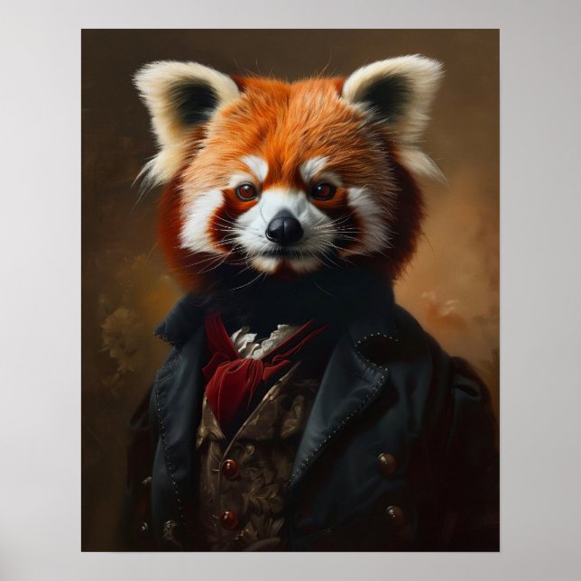 Tryckta djurtryck, Royal Red Panda Poster (Framsidan)