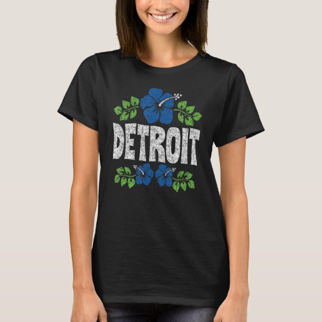 Tryckta Färg-utskrifter i Detroit Flowers Distress T Shirt (Framsida)