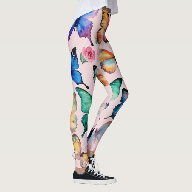 Tryckta fjärilspapper leggings (Höger)