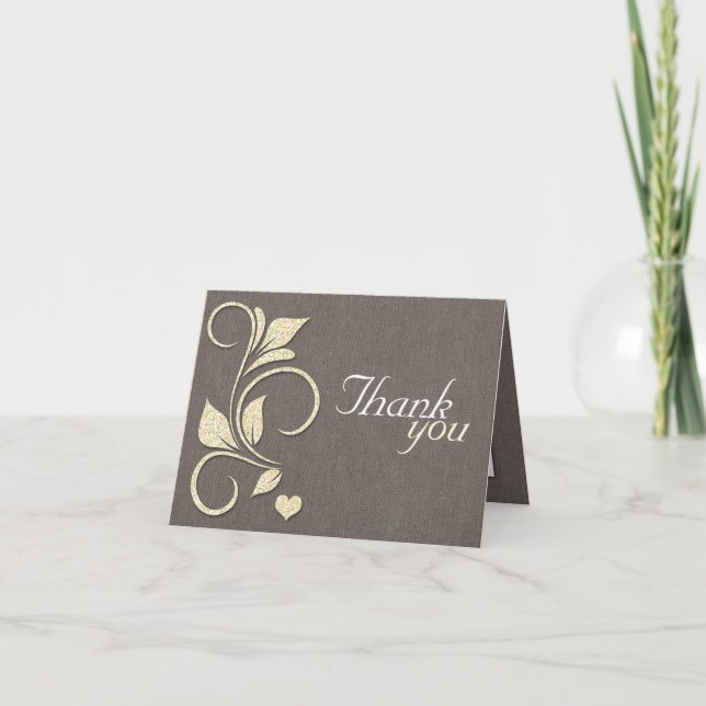 Tryckta gula glitter rustic tackkort (Framsida)