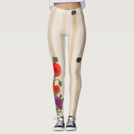 TRYCKTA JAPANESE BAMBOO OCH POPPIES LEGGINGS