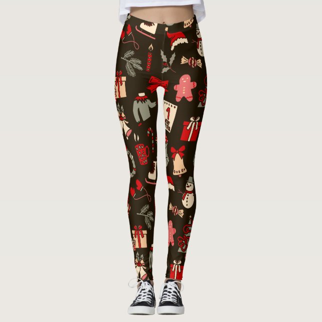 Tryckta jullegginningar leggings (Framsida)