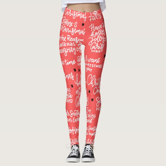 Tryckta jullegginningar leggings (Framsida)