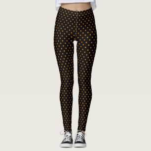 TRYCKTA LAGER SVART W/ ORANGE POLKA DOTS LEGGINGS