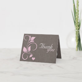 Tryckta Rosa Glittriga Rustika Tack-kort Tack Kort