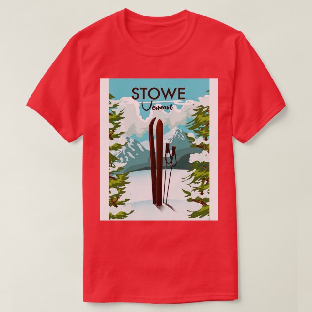 Tryckteckning i Stowe Vermont Ski T Shirt (Design framsida)