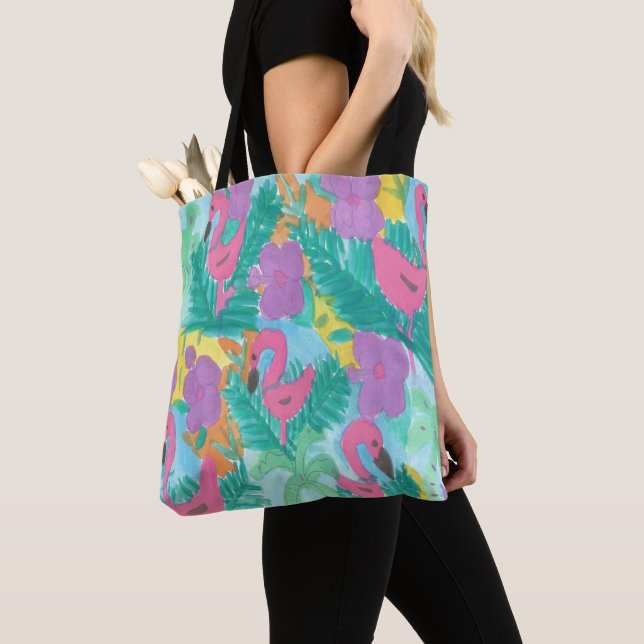 Trycktobag för Tropical Mönster All-over Print Tot Tygkasse (Närbild)