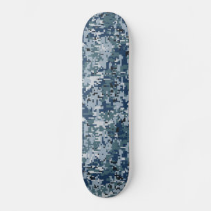 Trycktorn för blå digitalkamouflage old school skateboard bräda 21,6 cm