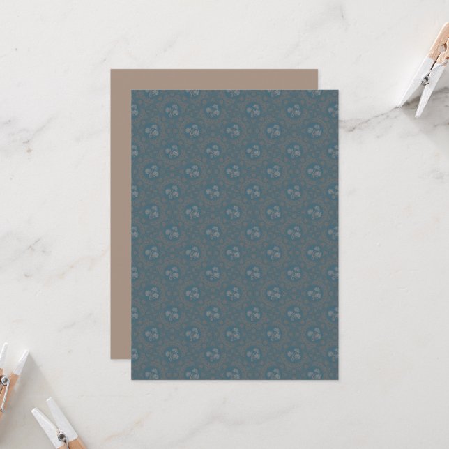 Trycktråd Rococo Mandala Art Deco Fläkt Inbjudningar (Fram/Back In Situ)