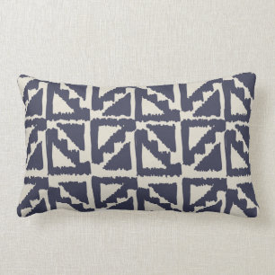 Trycktriangeln Mönster i Navy Blue Ivory Tribal P Lumbarkudde