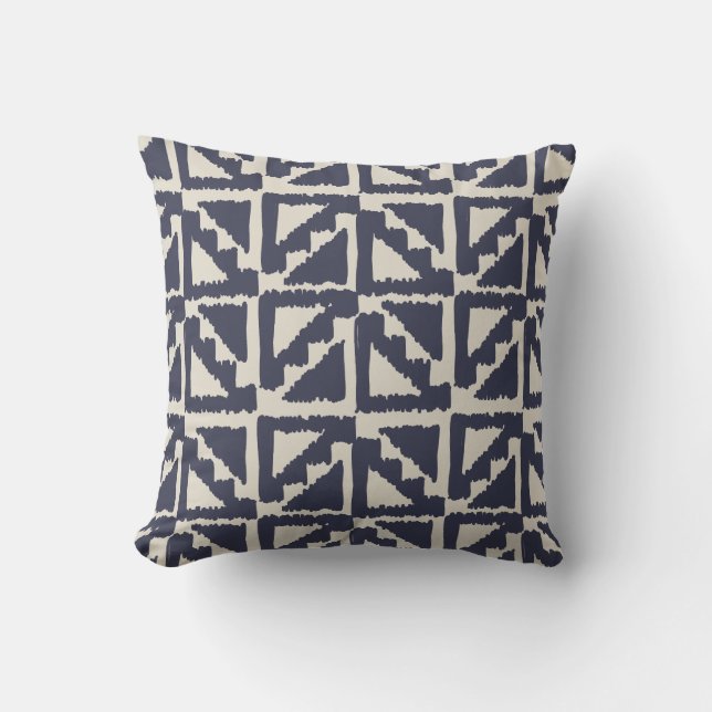 Trycktriangeln Mönster i Navy Blue Ivory Tribal Pr Kudde (Framsida)