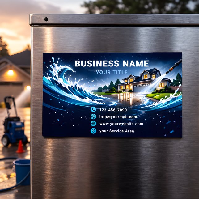 Trycktvätt av hus Starry Blue Magnetiska Visitkort (Skapare uppladdad)