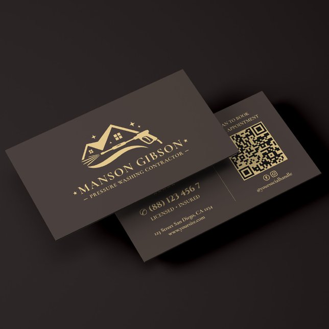 Trycktvätt Kontraktör Logo Espresso Modern Visitkort (Pressure Washing Contractor Logo Espresso Modern Business Card
)