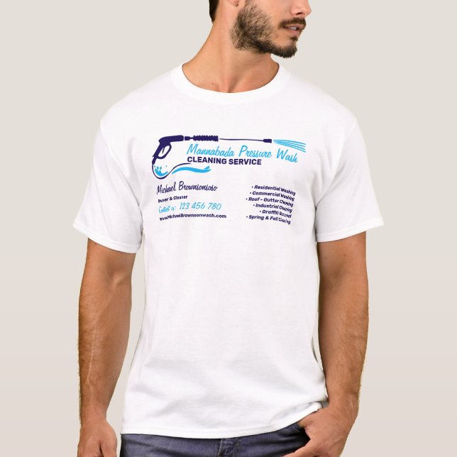 Trycktvätt Navy Power Tvätt Rengöring T Shirt (Framsida)