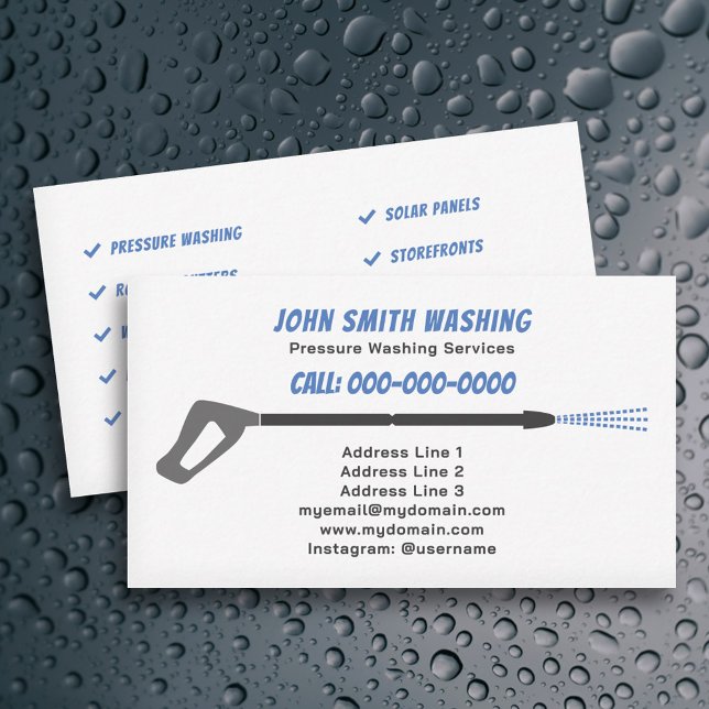 TryckTvättande och strömförbrukning Tvättar Städni Visitkort (Pressure Washing Business Card)