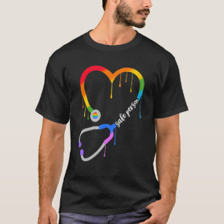 Trygg Person Hjärt Stetoskop Sjuksköterska Cna Läk T Shirt