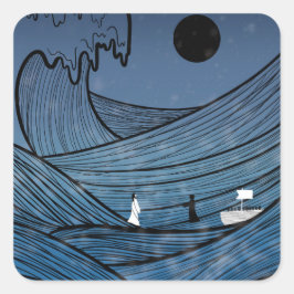 Trygghet genom stormens kvadratklistermärke fyrkantigt klistermärke