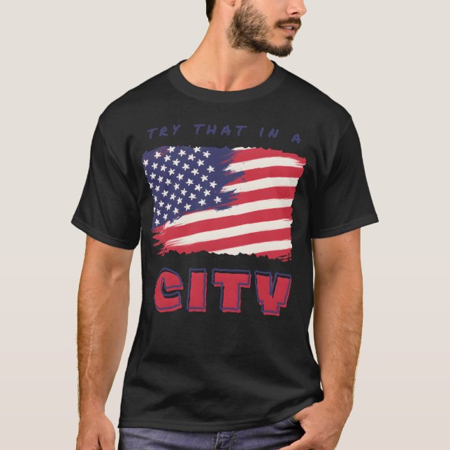 Tryhat i en stadsvintage t shirt (Framsida)