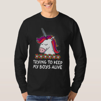 Trying to Keep My Boys Alive Funny Mom Humor Mothe T Shirt