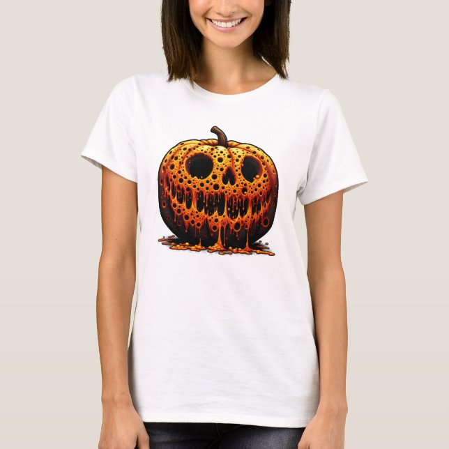 Trypophobia Pumpkin Spooky Skull Creepy Halloween T Shirt (Framsida)