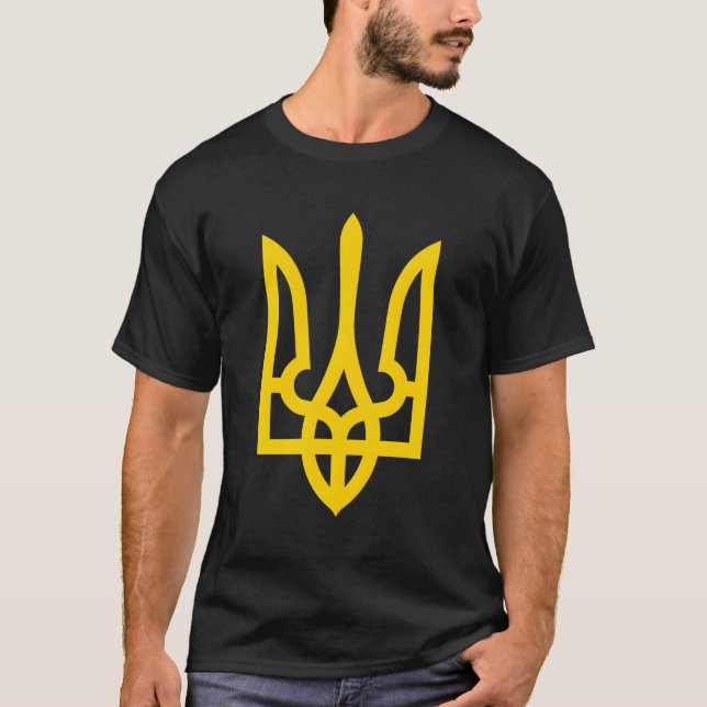 Tryzub-Gulten Ukrainas Trident T Shirt (Framsida)