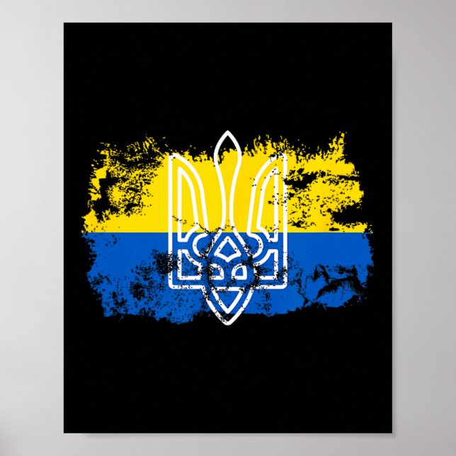 Tryzub Stå Förenad Med Ukraina Treudd Ukrainsk Poster (Framsidan)
