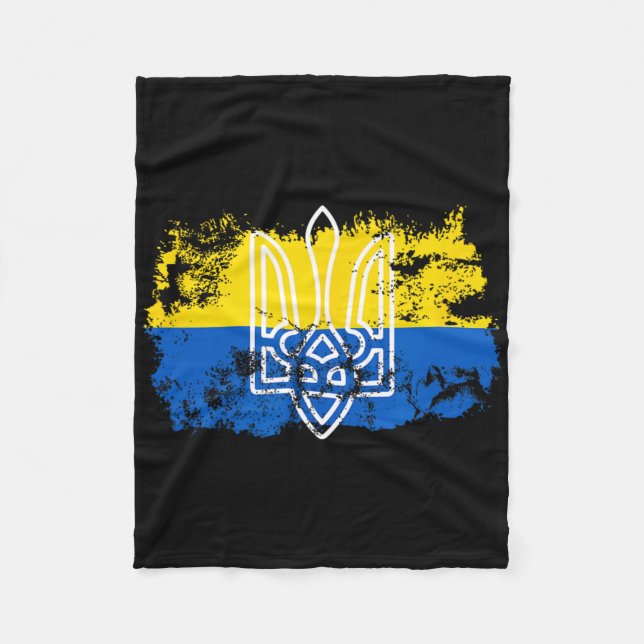 Tryzub Stå Förenad Med Ukraina Trident Ukrainsk Fleecefilt (Framsidan)