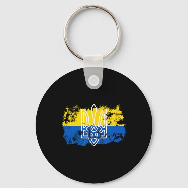 Tryzub Stand United With Ukraina Treudd Ukrainare Nyckelring (Framsida)