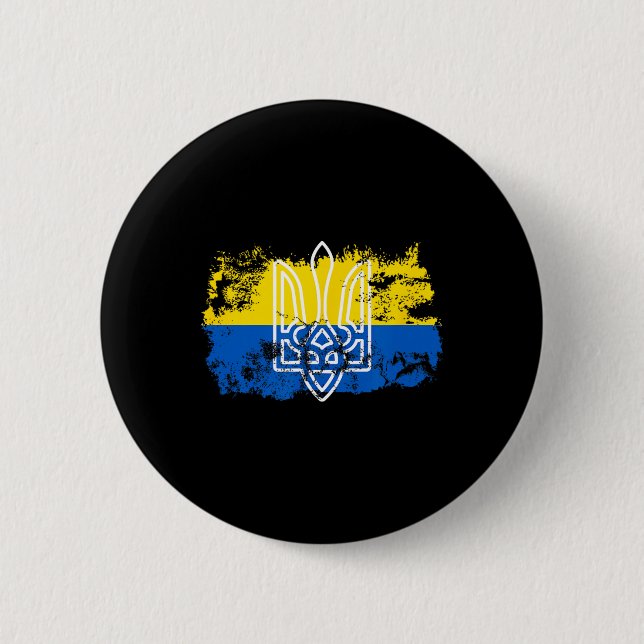 Tryzub Stand United With Ukraine Trident Ukrainian Knapp (Framsida)