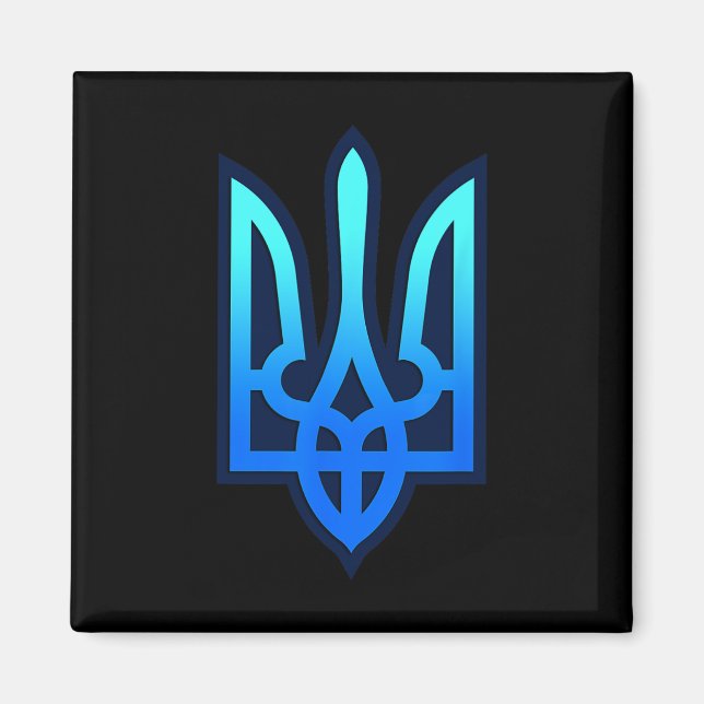 Tryzub Ukrainskt Vapen Ukraina Present  Magnet (Framsidan)