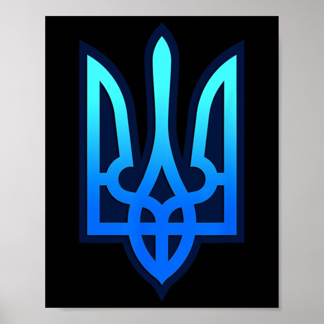 Tryzub Ukrainskt Vapen Ukraina Present  Poster (Framsidan)