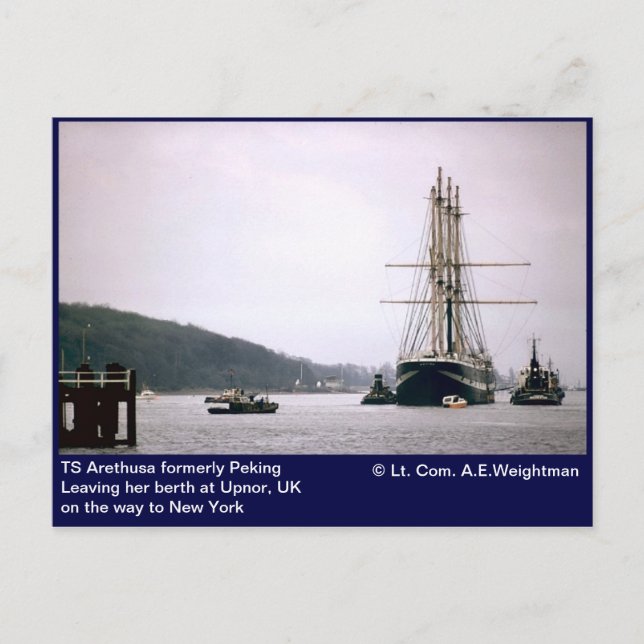 TS Arethus a tidigare Peking Lämnande hennes kajpl Vykort (Framsida)