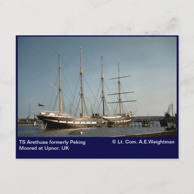 TS Arethus a tidigare Peking Mosted at Upnor, UK Vykort (Framsida)