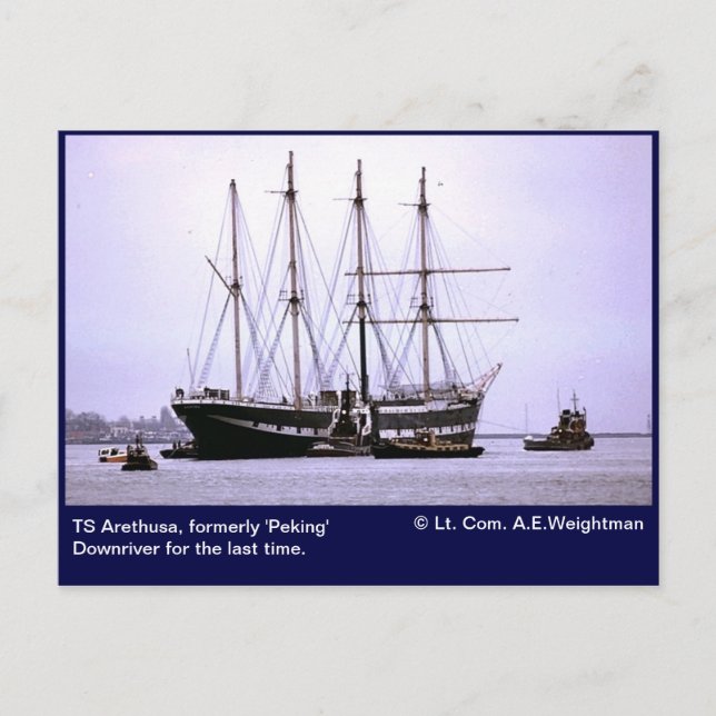TS Arethus, Downriver för sista gången Vykort (Framsida)