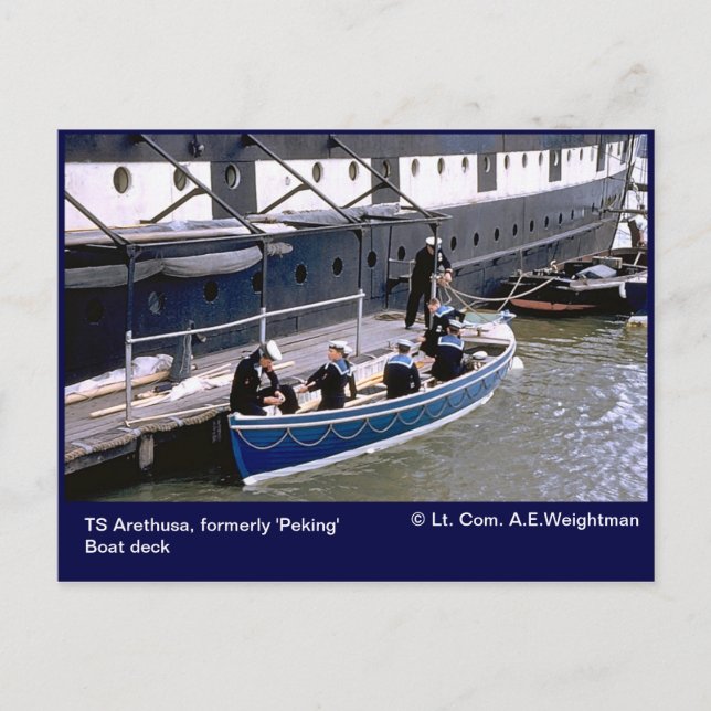TS Arethus, tidigare "Peking"-båtdäck Vykort (Framsida)