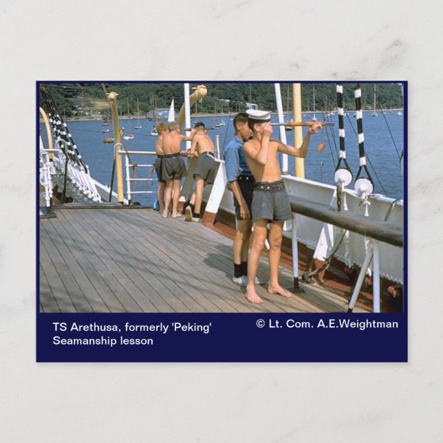 TS Arethus, tidigare "Peking" Seamanship-lektion Vykort (Framsida)