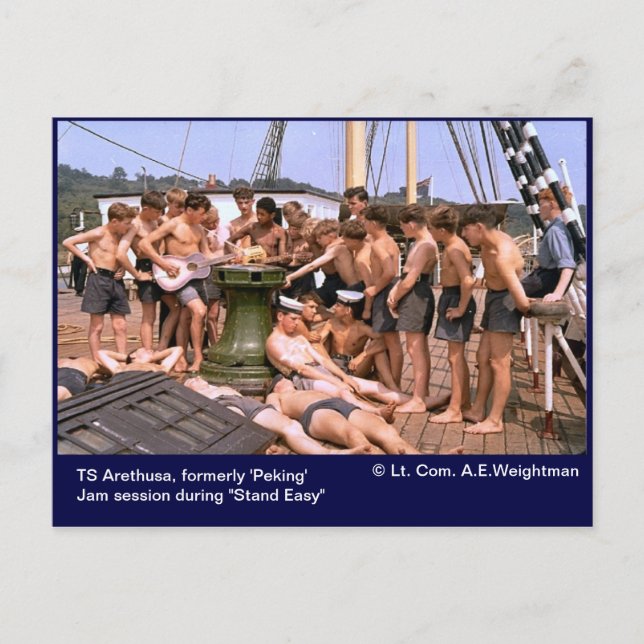 TS Arethus, tidigare "Peking" "stand Easy" Vykort (Framsida)
