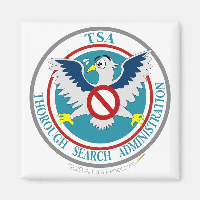 TSA Funny Logotyp med Tecknad Eagle Magnet (Framsidan)
