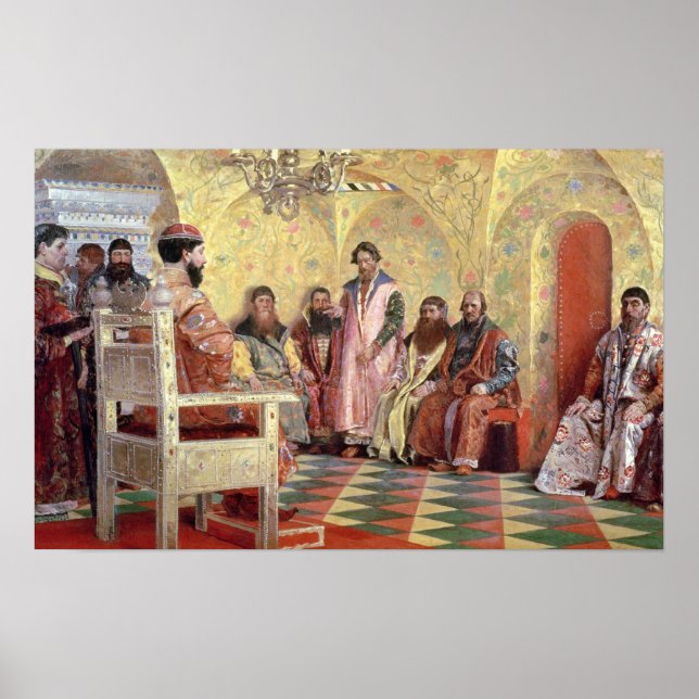 Tsar Mikhail Fyodorovich med Boyars Poster (Framsidan)