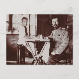 Tsar Nicolas från Ryssland och Tsarevitch Alexis R Vykort