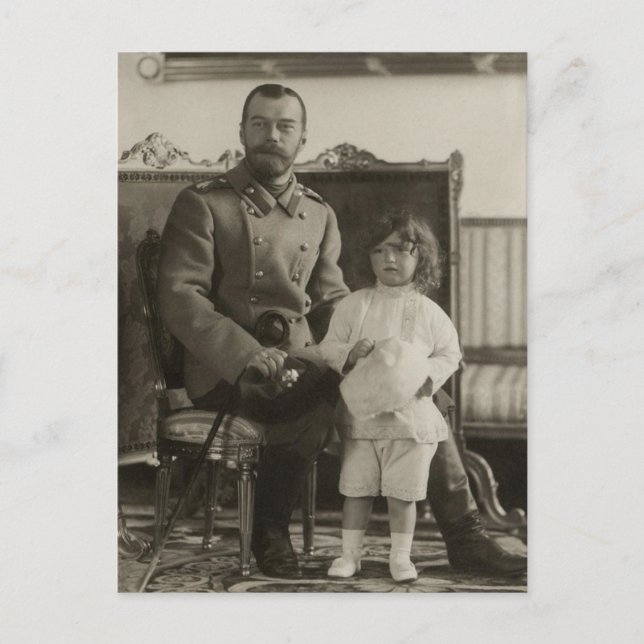 Tsar Nicolas, Tsarevitch Alexis av Ryssland vykort (Framsida)