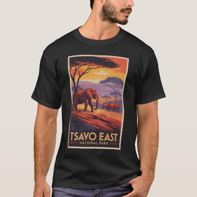 Tsavo East National Park Kenya Illustration Travel T Shirt (Framsida)