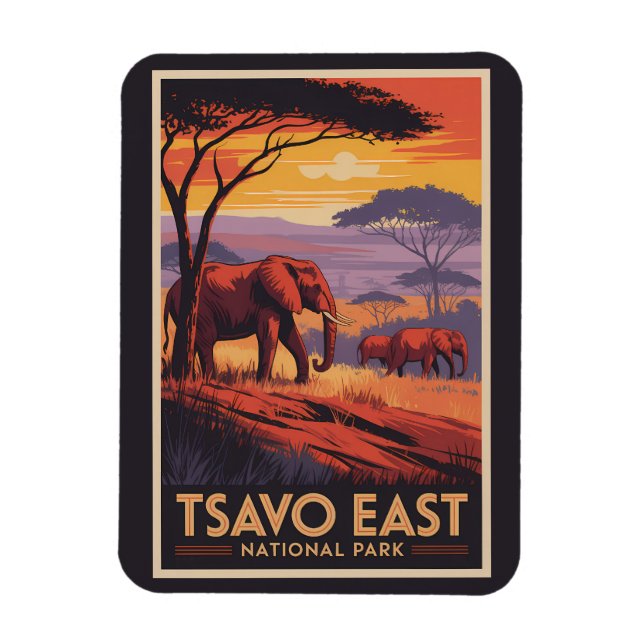 Tsavo East Nationalpark Kenya Illustration Resa Magnet (Vertikal)