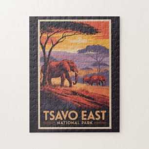 Tsavo East Nationalpark Kenya Illustration Resa Pussel