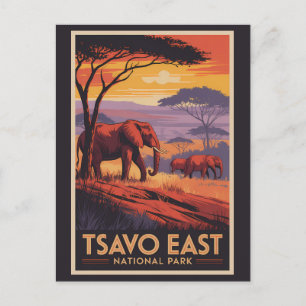 Tsavo East Nationalpark Kenya Illustration Resa Vykort