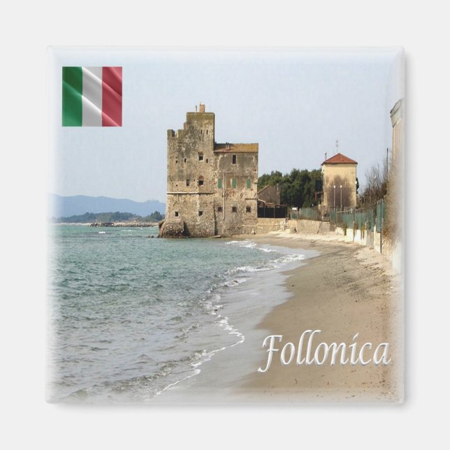 TSC011 FOLLONICA, Beach, Toskana, Fridge Magnet (Framsidan)