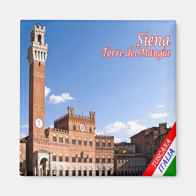 TSC046 SIENA, Torre del Mangia, Toskana, Fridge Magnet (Framsidan)