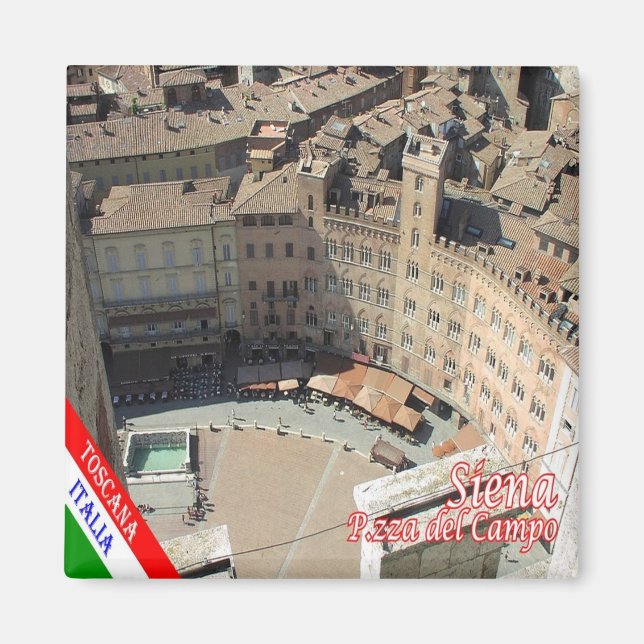 TSC054 SIENA Piazza del Campo, Toskana, Fridge Magnet (Framsidan)