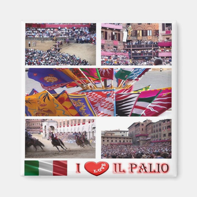 TSC062 SIENA, Palio I Kärlek, Mosaic, Fridge Magnet (Framsidan)